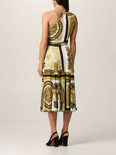 versace badvorleher|Versace one shoulder dress.